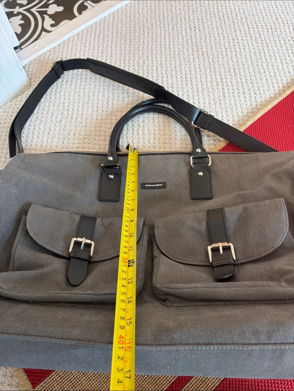 Hook & Albert grey waxed canvas weekender garment